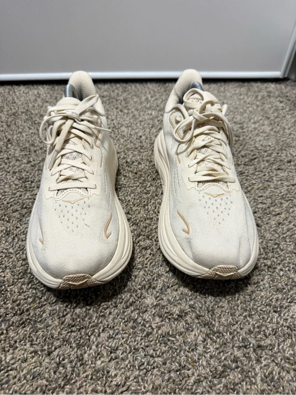 Hoka clifton 10 Cream and Beige Lightweight Running Shoes - Picture 2 of 7